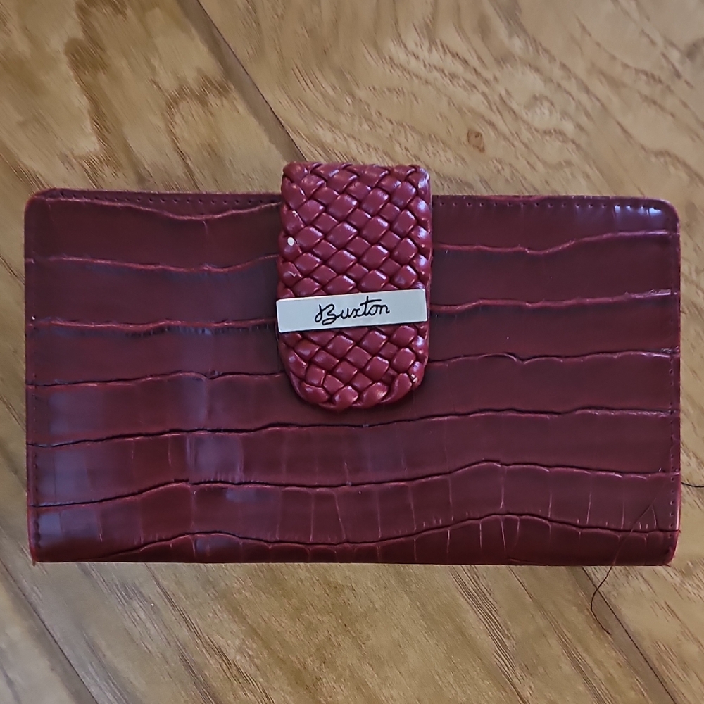 Buxton Maroon Croc-Embossed Wallet
